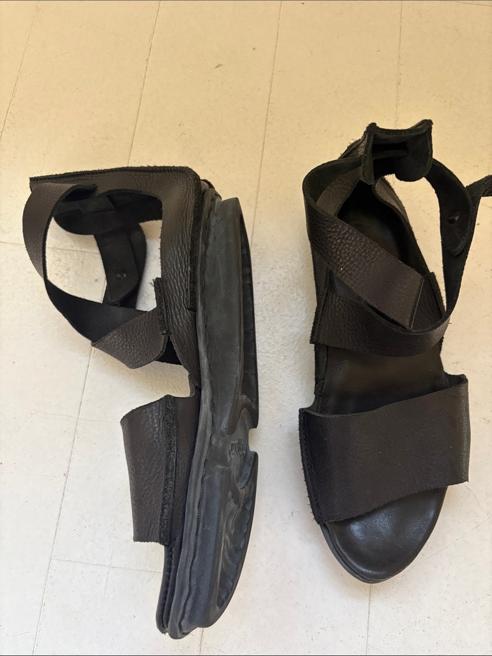 Women’s Trippen Black Leather Sandals - Picture 2 of 5
